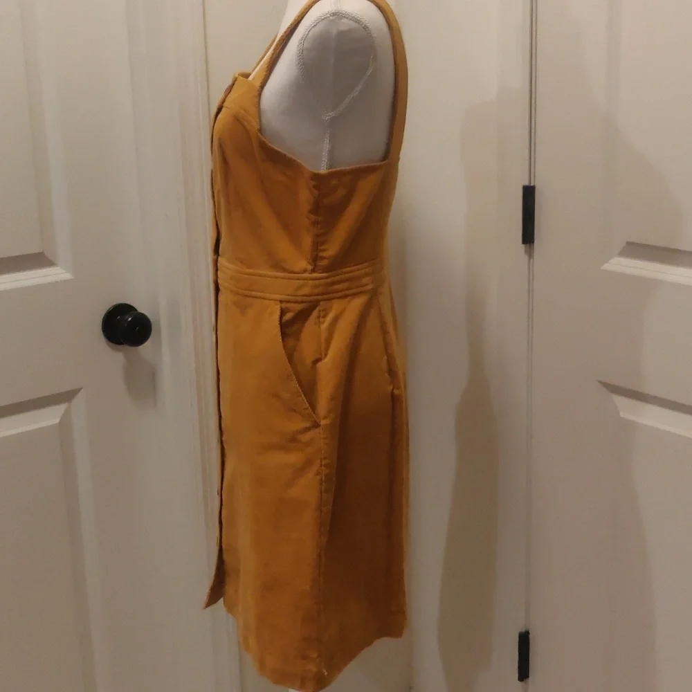 J.Crew mustard cotton corduroy button down dress Academia school girl Y2K Core - Picture 4 of 8